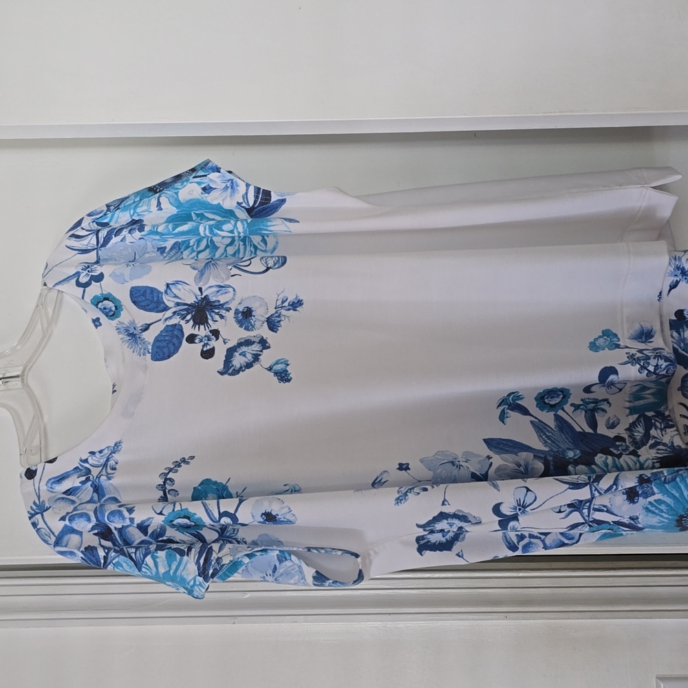 Floral Blue and White Top